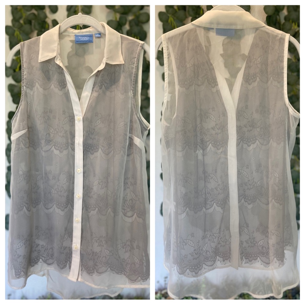 SIMPLY VERA Vera Wang Women's Lace Chiffon Sleeveless Blouse